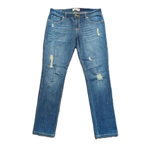 CABI Slim Boyfriend Low Rise Sz 8 Women's Dark Wash Stretch Straight Leg Jeans